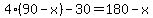 4%2890-x%29-30=180-x