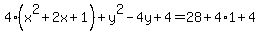 4%28x%5E2+%2B2x+%2B1++%29%2By%5E2+-4y+%2B+4+=+28+%2B+4%2A1+%2B+4