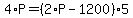 4%2AP+=+%282%2AP+-+1200%29%2A5