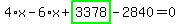 4%2Ax-6%2Ax%2Bhighlight_green%28+3378+%29-2840=0