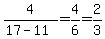 4%2F%2817-11%29+=+4%2F6+=+2%2F3