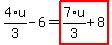 4%2F3%2Au-6=highlight_red%28+7%2F3%2Au%2B8+%29