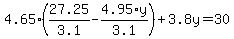 4.65%2A%2827.25%2F3.1+-+4.95%2Ay%2F3.1%29+%2B+3.8%5Cy+=+30