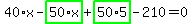 40%2Ax-highlight_green%28+50%2Ax+%29%2Bhighlight_green%28+50%2A5+%29-210=0