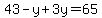 43-y+%2B+3y+=+65