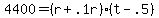 4400 = (r + .1r)*( t - .5)