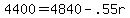 4400 = 4840 - .55r