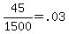45/1500 = .03