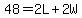 48+=+2L+%2B+2W