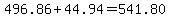 496.86+%2B+44.94+=+541.80+