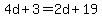 4d+%2B+3+=++2d+%2B+19