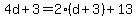 4d+%2B+3+=+2%28d%2B3%29+%2B+13
