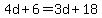 4d+%2B+6+=+3d+%2B+18