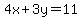 4x%2B+3y=+11