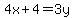 4x%2B4=3y