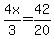 4x/3=42/20