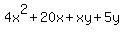 4x%5E2%2B20x%2Bxy%2B5y