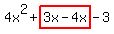 4x^2+highlight(3x-4x)-3