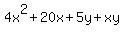 4x%5E2+%2B+20x+%2B+5y+%2Bxy
