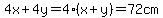 4x+%2B+4y+=+4%28x+%2B+y%29+=+72cm