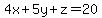 4x+%2B+5y+%2B+z+=+20