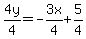 4y%2F4=-3x%2F4%2B5%2F4