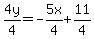4y%2F4=-5x%2F4%2B11%2F4