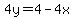 4y=4-4x