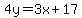4y=3x+17
