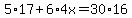 5%2A17%2B6%2A4x=30%2A16