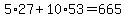 5%2A27+%2B+10%2A53+=+665