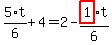 5%2F6%2At%2B4=2-highlight_red%28+1+%29%2F6%2At