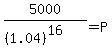 5000/((1.04)^(16)) = P