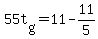 55t%5Bg%5D+=+11+-+11%2F5