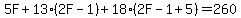 5F+%2B+13%282F+-+1%29+%2B+18%282F+-+1+%2B+5%29+=+260