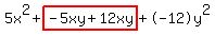 5x%5E2%2Bhighlight%28-5xy%2B12xy%29%2B-12y%5E2