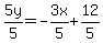 5y%2F5=-3x%2F5%2B12%2F5