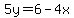 5y=6-4x