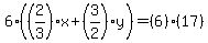 6%28%282%2F3%29%2Ax%2B%283%2F2%29%2Ay%29=%286%29%2A%2817%29
