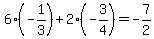 6%28-1%2F3%29+%2B+2%28-3%2F4%29+=+-7%2F2