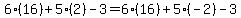 6%2816%29%2B5%282%29-3=6%2816%29%2B5%28-2%29-3
