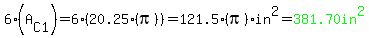 6%28A%5BC1%5D%29=6%2820.25%28pi%29%29=121.5%28pi%29in%5E2=green%28381.70in%5E2%29