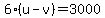 6%28u+-+v%29+=+3000