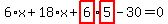 6%2Ax%2B18%2Ax%2Bhighlight_red%28+6+%29%2Ahighlight_red%28+5+%29-30=0