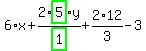 6%2Ax%2B2%2Fhighlight_green%28+1+%29%2Ahighlight_green%28+5+%29%2Ay%2B2%2F3%2A12-3