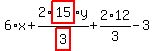6%2Ax%2B2%2Fhighlight_red%28+3+%29%2Ahighlight_red%28+15+%29%2Ay%2B2%2F3%2A12-3