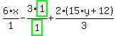 6%2F1%2Ax-3%2Fhighlight_green%28+1+%29%2Ahighlight_green%28+1+%29%2B2%2F3%2A%2815%2Ay%2B12%29