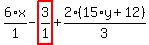 6%2F1%2Ax-highlight_red%28+3%2F1+%29%2B2%2F3%2A%2815%2Ay%2B12%29