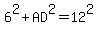 6^2+AD^2=12^2