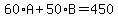 60%2AA%2B50%2AB=450